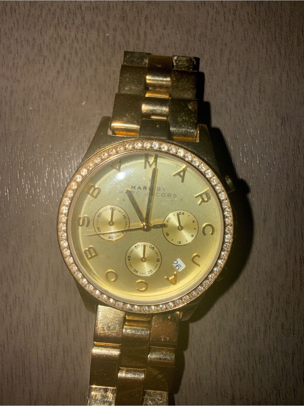 Marc by Marc Jacobs Gold-tone Crystal Bezel Chronograph Watch